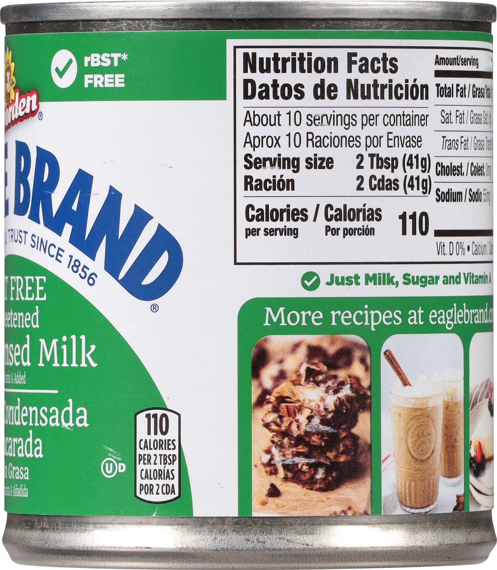 (8 pack) Eagle Brand Fat Free Sweetened Condensed Milk, 100% US Milk, Gluten Free, 14 oz Can