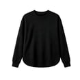 thumbnail image 5 of Women's Waffle Knit Sweatshirt Crew Neck Long Sleeve Drop Shoulder Casual Pullover Top, 5 of 7