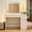 Beige, variant on ICEEIF White Makeup Vanity Desk with Mirror and Lights, Glass Top Vanity with Jewelry Storage, Power Outlet, 3 Modes, 2 Drawers for Bedroom