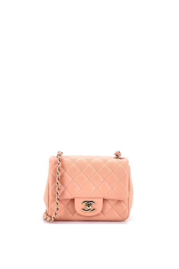 Pre-Owned Square Classic Single Flap Bag Quilted Lambskin Mini By Rebag