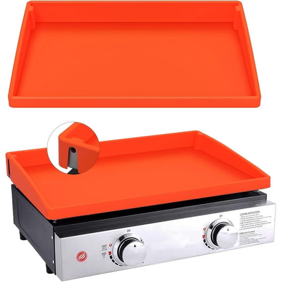 22 Inch Griddle Cover Mat for stone Griddle, Full Wrap-Around Protection Griddle Accessories, Food Grade Silicone Grill Mat, Orange