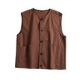thumbnail image 5 of OSOLU Men's Tank Tops Loose Fit Sleeveless Solid Color Open Front Button Casual Summer Outdoor Activities Travel Elegant Vest, 5 of 5