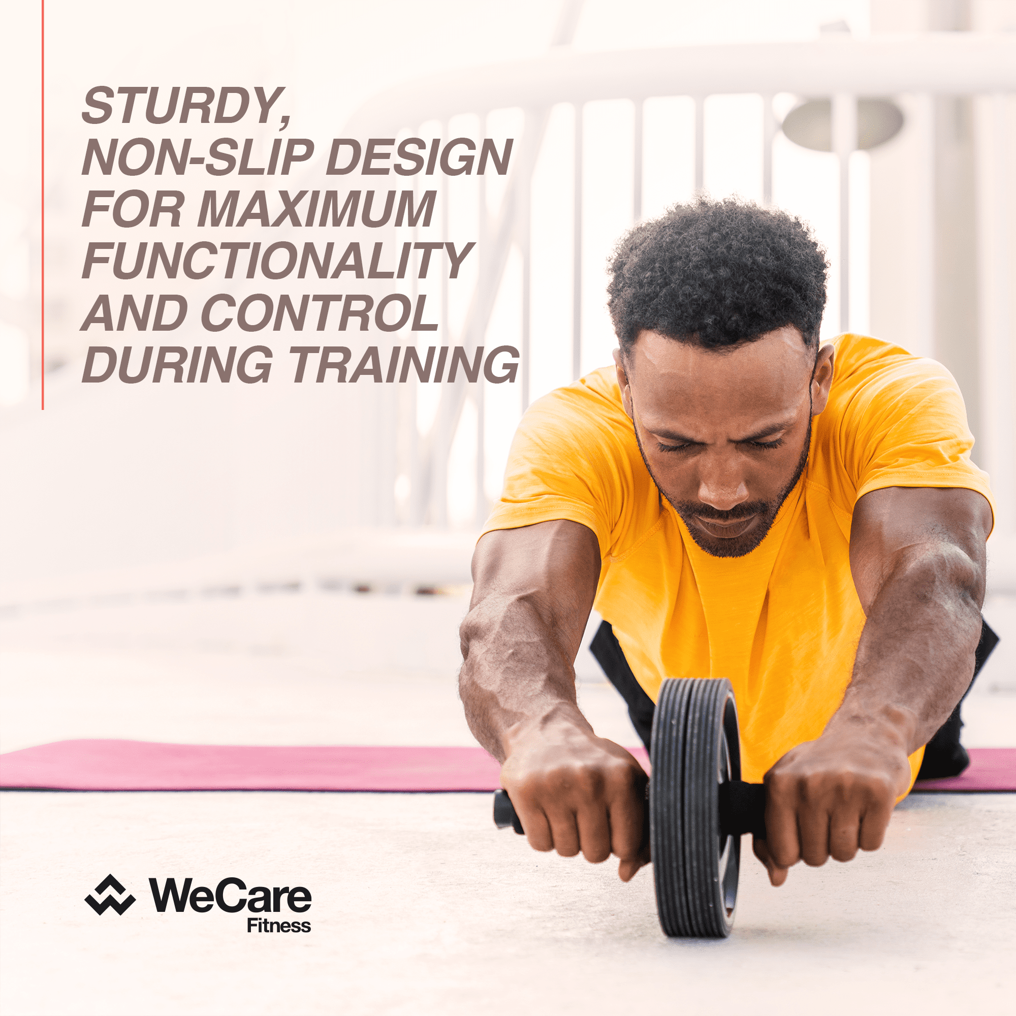 WeCare Fitness AB Wheel - Workout Equipment for Abdominal Exercise - Black