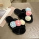 thumbnail image 5 of Pantuflas de casa para mujer, cómodas, interiores, de felpa, con puntera perforada, pantuflas planas Wmkox8yii  hj789, 5 of 7