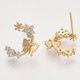 thumbnail image 1 of 2 pendientes de latón con micro pavé de circonitas cúbicas transparentes, pendientes de medio aro con forma de flor y mariposa para el cartílago, 1 of 2