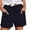 Dark Blue, variant on PIMSSY Women Casual Shorts Solid Color Straight Leg Lace Up Drawstring Pockets Classic High Waist Sports Loose Comfy Fashion Bottoms