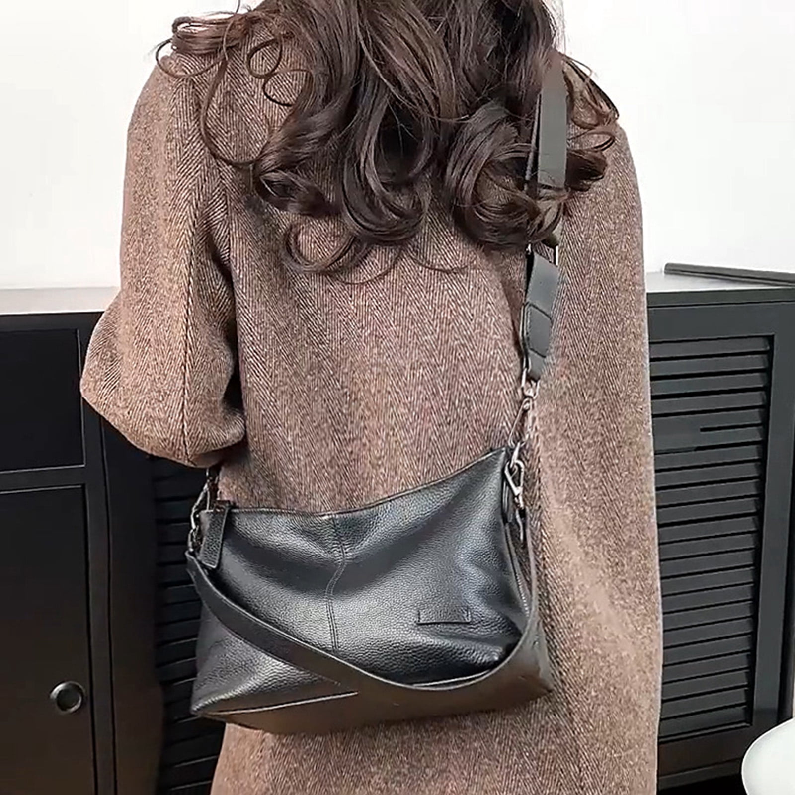 URSOFINE Large Shoulder Purses for Women Genuine Leather Hobo Bags Trendy Crossbody Purses with 2 Straps