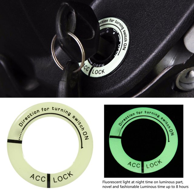 Car Motorcycle Luminous Ignition Switch Key Ring Circle Cover Trim Universal Blue Letter Ignition Switch Decoration Ring Luminous Ignition Switch Key Ring Circle Cover