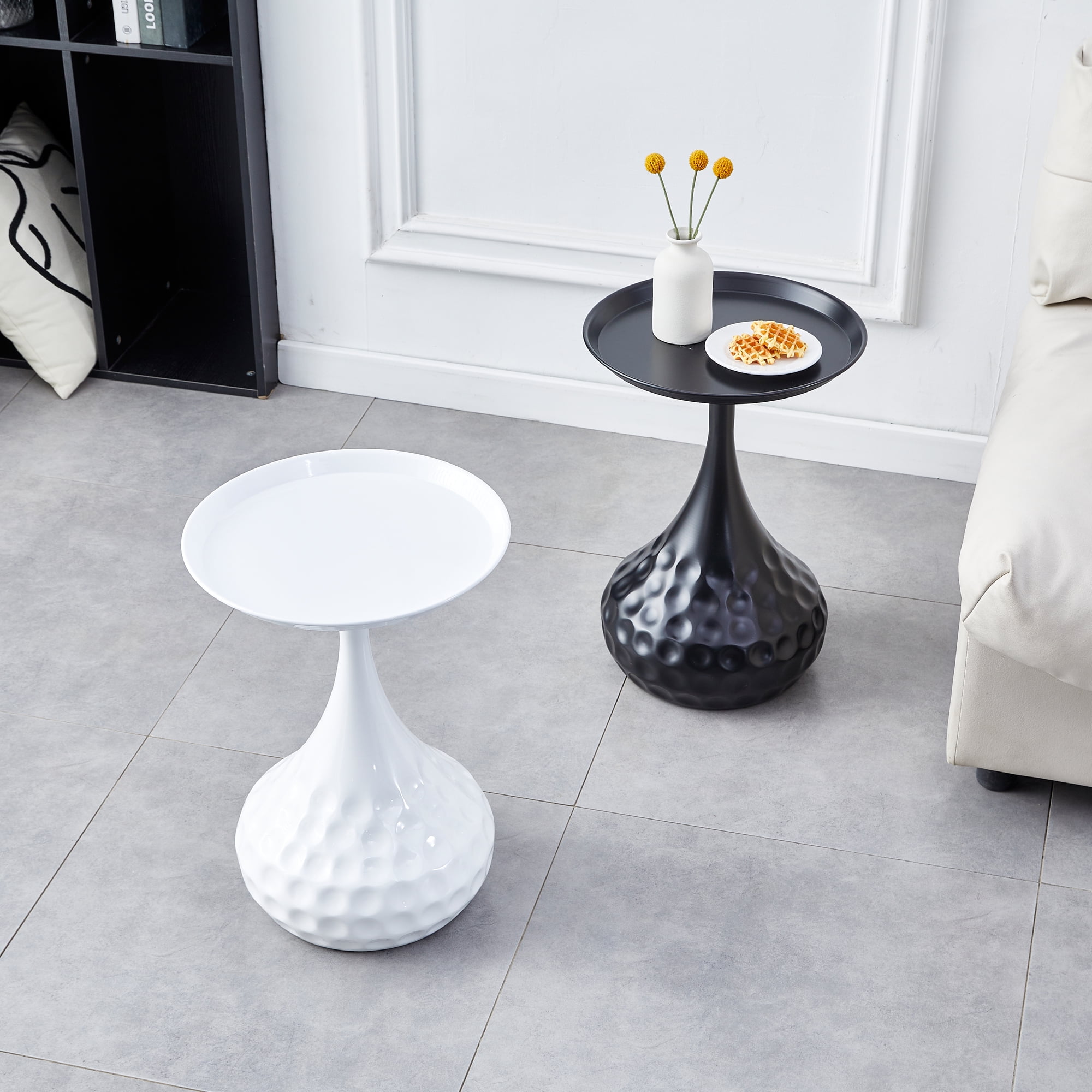 YYAo Metal Side Table, Small Sofa Table, Accent Side, Small Iron table, Nightstand for Living Room, Bedroom, Indoor & Outdoor, White YYAo Metal Side Table, Small Sofa Table, Accent Side, Small Iron table, Nightstand for Living Room, Bedroom, Indoor & Outdoor, White