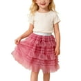 thumbnail image 2 of Huowey Kids Girls Dance Tutu Skirts High Waist Pom Pom Ruffles Tulle Party Ballet Skirt Tiered Layered Tulle Dancewear,Pink,5-6 Years, 2 of 8