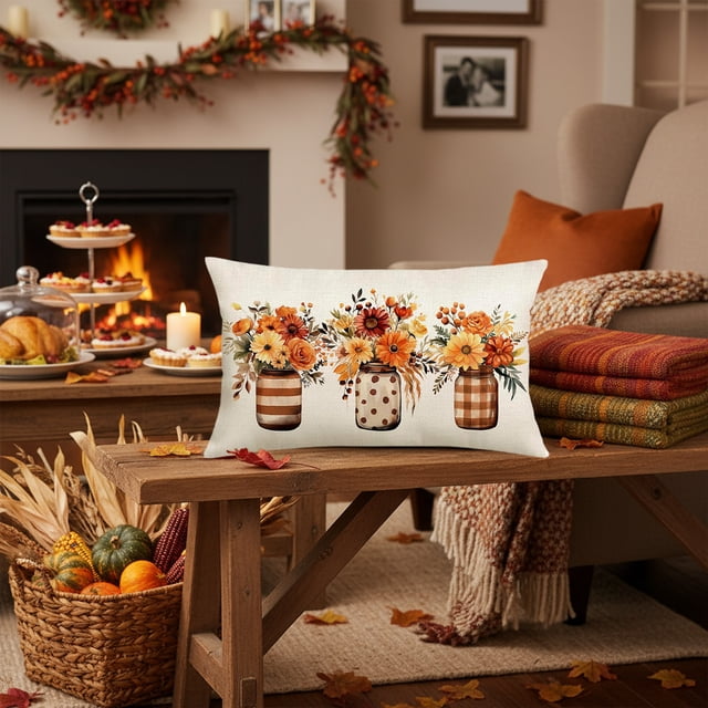 Funda de almohada de nailon y elastano, decoración navideña, 50 x 30 cm, ideal para el Día de Acción de Gracias, sofá, dormitorio, Halloween, otoño, decoración del hogar, adornos navideños.