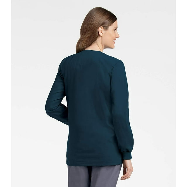 Landau Essentials Women's Classic Relaxed Fit 4 Pocket Crew Neck Scrub Jacket