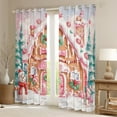 thumbnail image 2 of Manfei Kawaii Gingerbread House Curtains Pack of 2 (42x84 Each), Christmas Snowman Curtains Blackout,Pink White Brown Bedroom Curtains For Girls Kids,Breathable Home Decor, 2 of 6