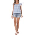 thumbnail image 2 of INSPIRE CHIC Gingham Top for Women Casual Square Neck Cap Sleeve Peasant Summer Blouse Top M Blue, 2 of 6