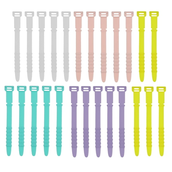 Uxcell 25 Pack Reusable Cable Zip Ties 4.5 Inch Silicone Cord Organizer Straps (White,Pink,Yellow,Green,Purple)