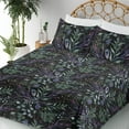 thumbnail image 3 of Ambesonne Watercolor Forest Fitted & Flat Sheet with Shams 4 Pcs Set, Leaves of Jungle, Full, Lavender and Jade Green, 3 of 5