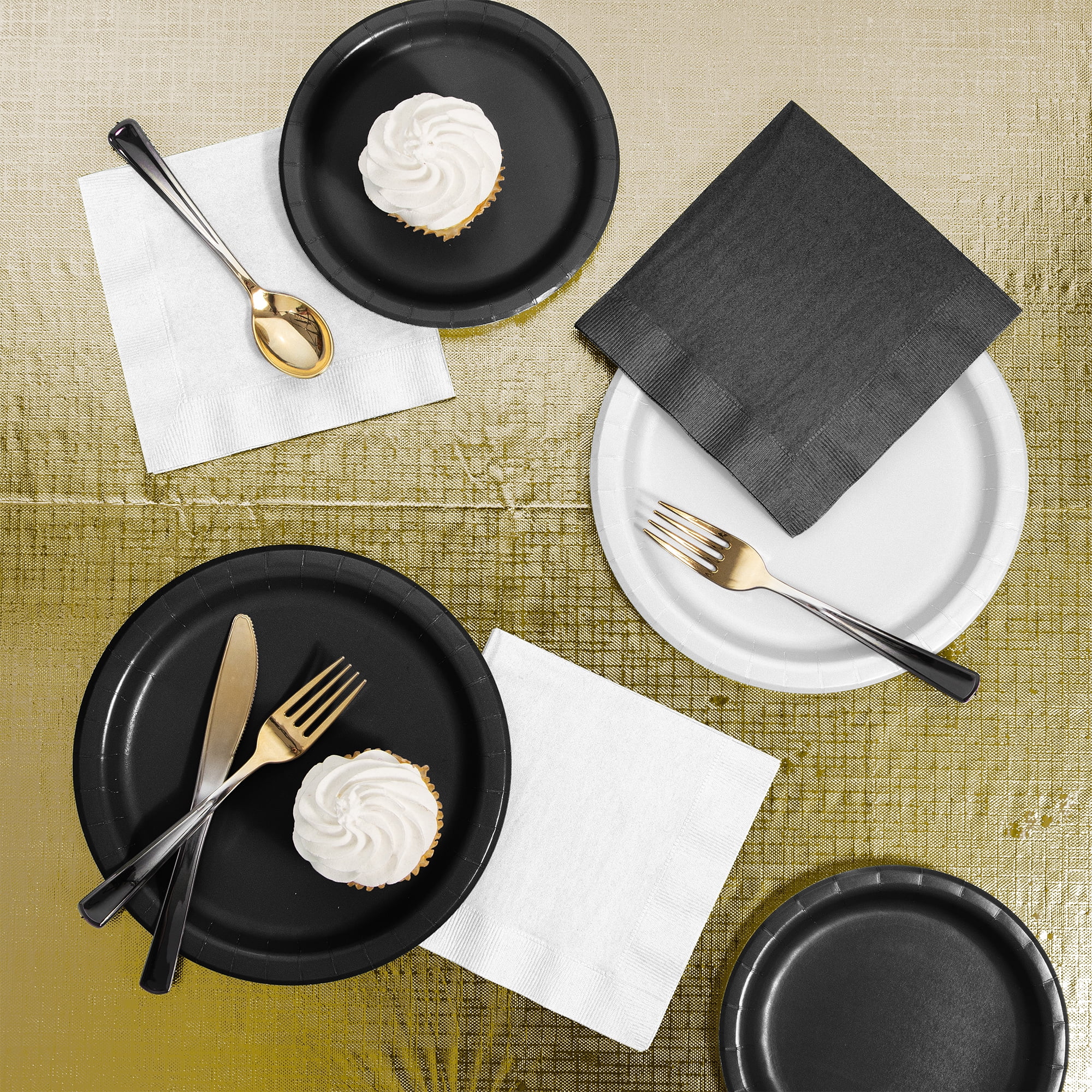 Way to Celebrate Gold Metallic Foil Reversible Tablecloth Party Supplies, 54" x 84", Disposable Plastic