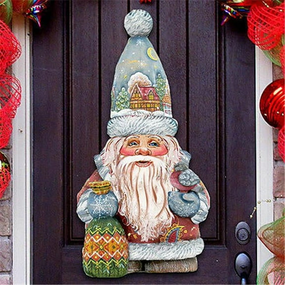 Old World Christmas Santa Decorative Holiday Door Hanger, Multicolor