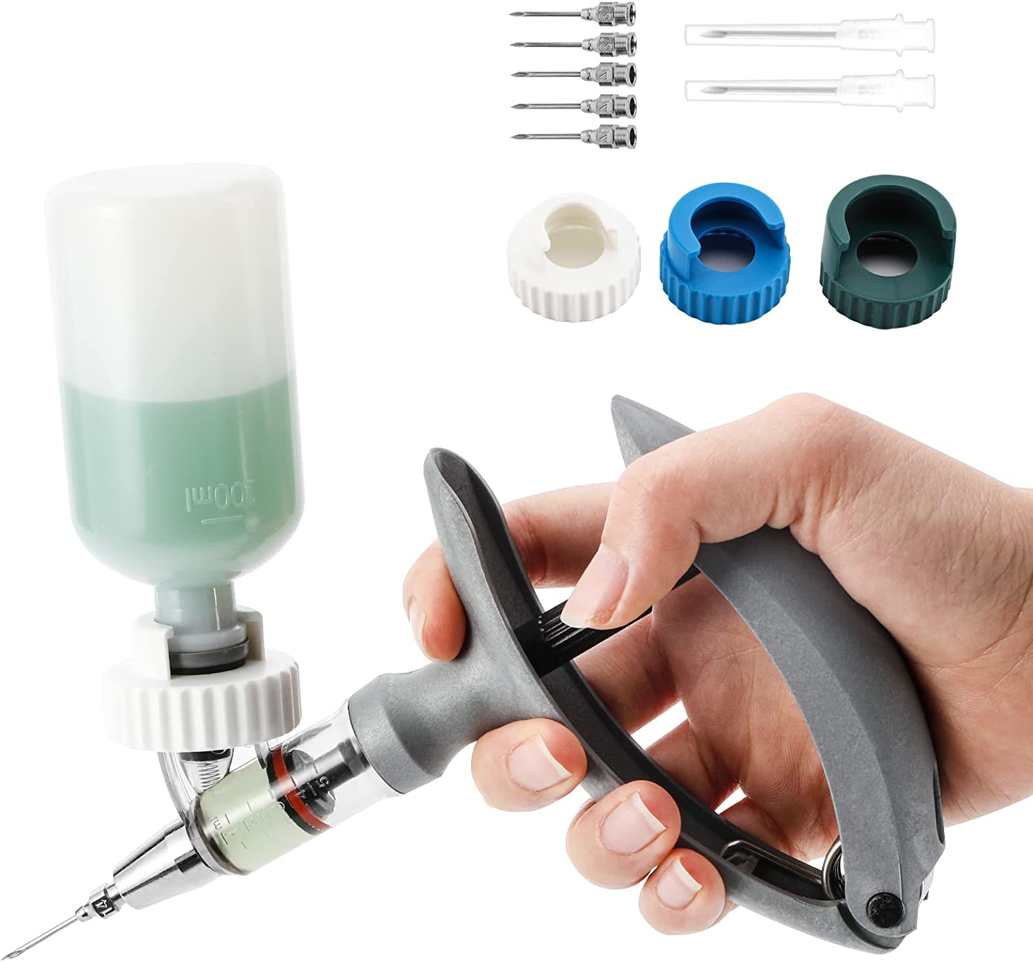 WIIBROOK 5ml Livestock Syringe Plastic Continuous Injector with 7