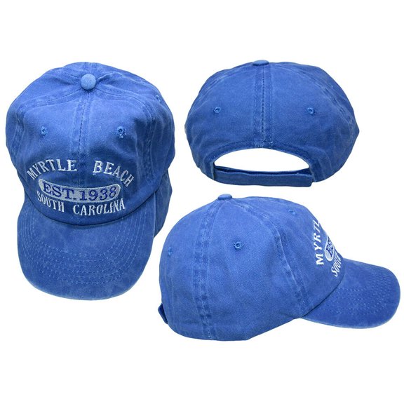 Myrtle Beach South Carolina Est 1938 Royal Blue Washed Embroidered Hat Cap