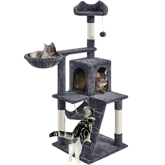 Yaheetech 53.5'' Multilevel Cat Tree Condo with Scratching Post, Dark Gray