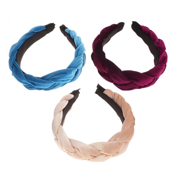 WHAMVOX 3 Pcs Gold Velvet Headband Hairband Miss Women's Size 1