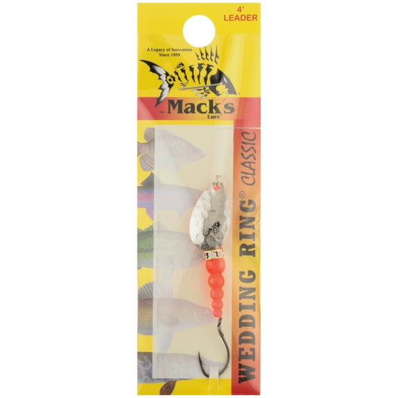 Mack's Lure Wedding Ring Spinner Classic Series Hammered Nickel Flo Orange 4