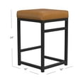 thumbnail image 3 of HomePop 24" Indoor Square Backless Metal Upholstered Counter Stool, Carmel Faux Leather, 3 of 10