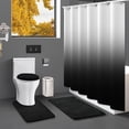 thumbnail image 2 of Black Bathroom Sets with Shower Curtain and Rugs Waterproof Shower Curtain Sets 1 Piece and Soft Bathroom Rugs Sets 3 Piece for  Bathroom Decor Set, 2 of 14