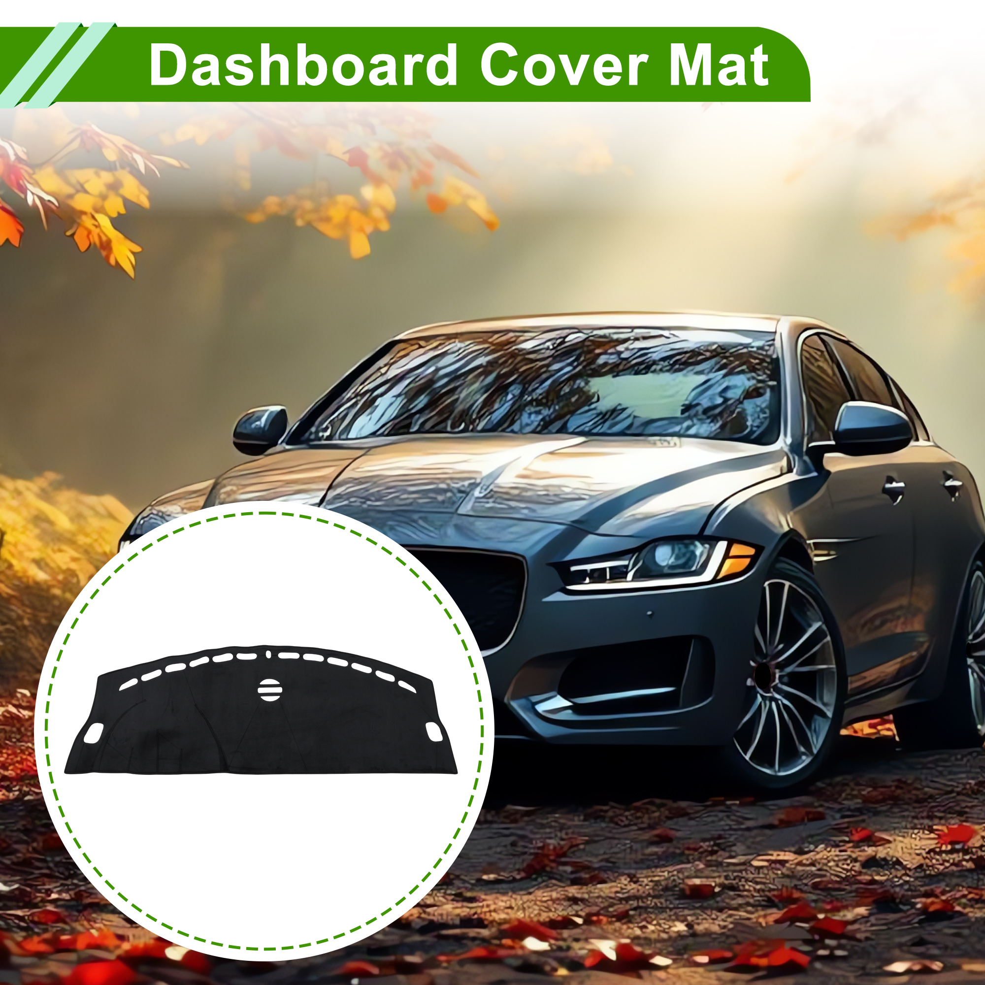 Unique Bargains Dashboard Cover for Jaguar XF 2008-2015 Dash Cover Mat Carpet Center Console Dash Cover Mat Car Interior Anti-Slip Flannel Black 1 Pc
