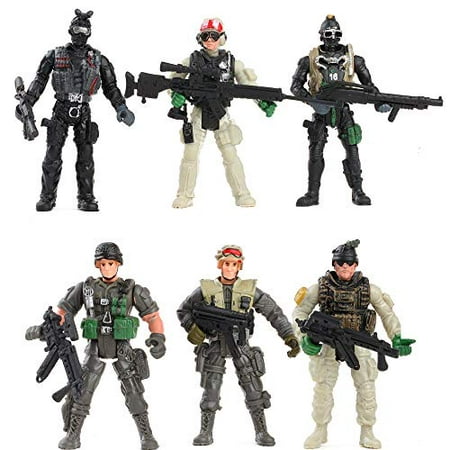 Warmtree 3.9 inch Elite Heroes Model Soldiers Action Figures Plastic Military Gifts, Set of 6