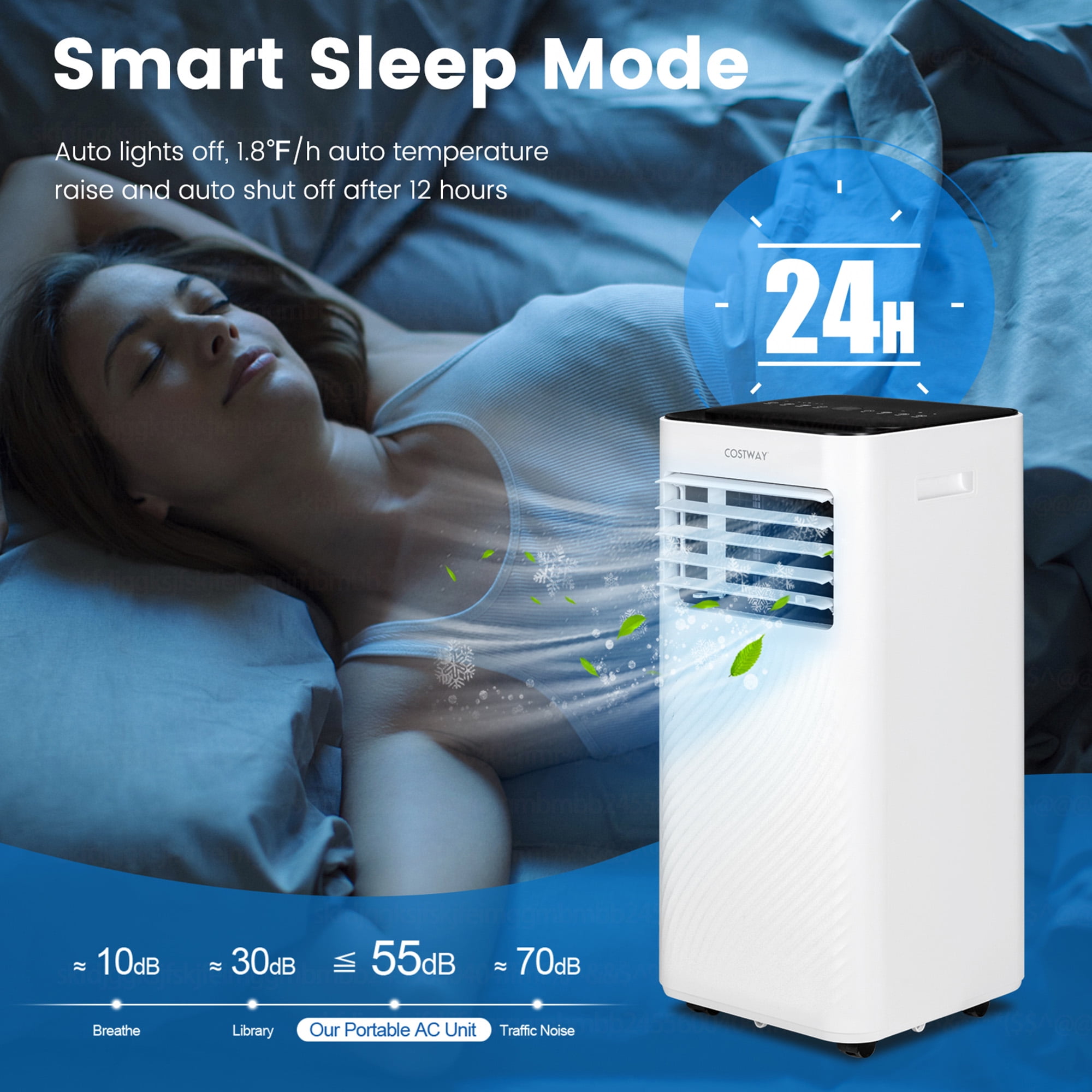Costway Portable Air Conditioner 6000 BTU (10000BTU ASHRAE) 4-in-1 AC with Cool Fan Humidifier Sleep Mode