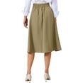 thumbnail image 3 of Womens Midi Skirts Flowy A-Line High Waisted Long Casual Skirt with Pockets 2025 S Khaki, 3 of 6