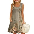 thumbnail image 2 of Kids A Line Sundresses Striped Sunflower Sleeveless Outdoor Vacation Casual Girls Dresses, 2 of 6