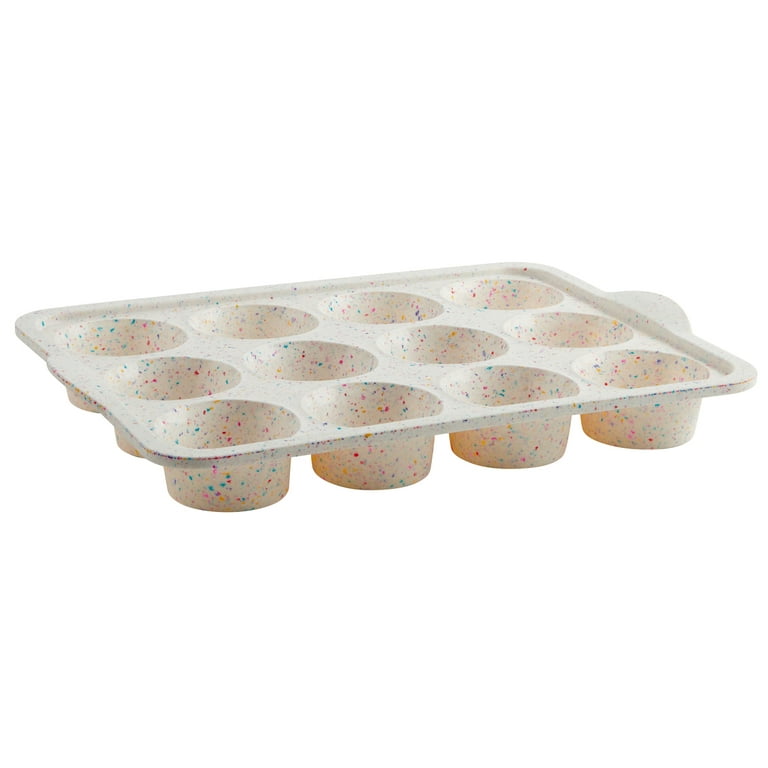 Trudeau Silicone 12 Count Muffin Pan, Multicolor Confetti, Dishwasher Safe  