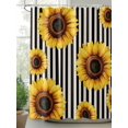 thumbnail image 2 of Fsddascl Yellow Sunflower Shower Curtain Set - Long 72" x 84" Washable Bathtub Curtain with 12 Hooks, Black Beige Striped Retro Pastoral Waterproof Fabric Stall Shower Curtains for Bathroom/Bathtub, 2 of 6
