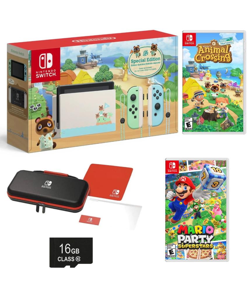 Nintendo Switch Animal Crossing Console: Includes Mario Party Superstars, Animal  Crossing, Travel Carry Case & 16GB Memory Card - Walmart.com