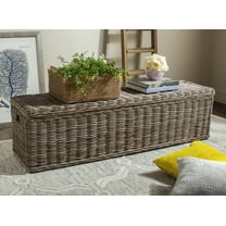 SAFAVIEH Caius Bohemian Nautical Wicker Bench with Storage, Natural
