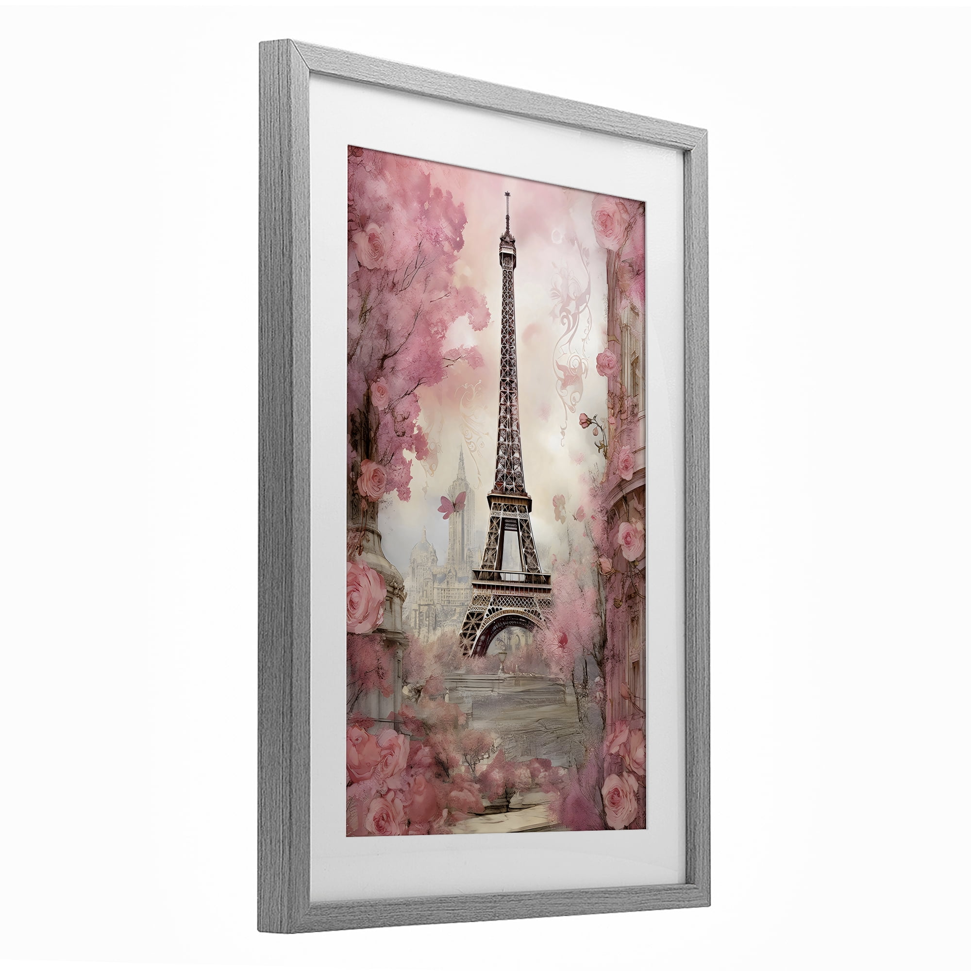 Stupell Industries Paris City View in Bloom Gray Framed Print Under Glass, design by Creative Studio
