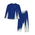 thumbnail image 2 of Kll Christmas Fir Tree Print Women'S Long Sleeve Pajamas With Pants Sleepwear Loungewear 2 Set-Small, 2 of 9