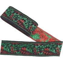 7M Floral Embroidered Jacquard Ribbon 5CM Width Vintage Embroidered Ribbons Flower Woven Trim Fabric for Embellishment Craft Supplies Decorations Red