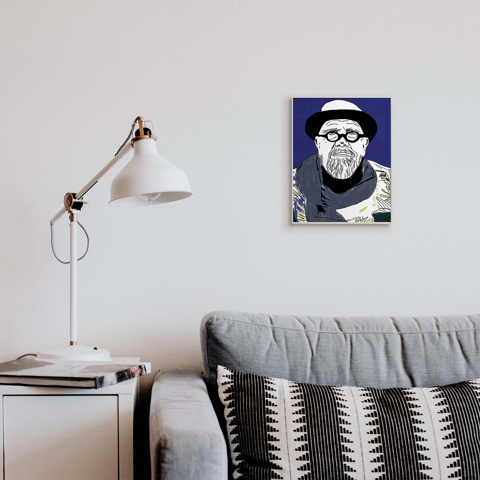 Stupell Industries Chuck in Winter Attire Abstract Artist Portrait Novelty Painting Unframed Art Print Wall Art, 10 x 15