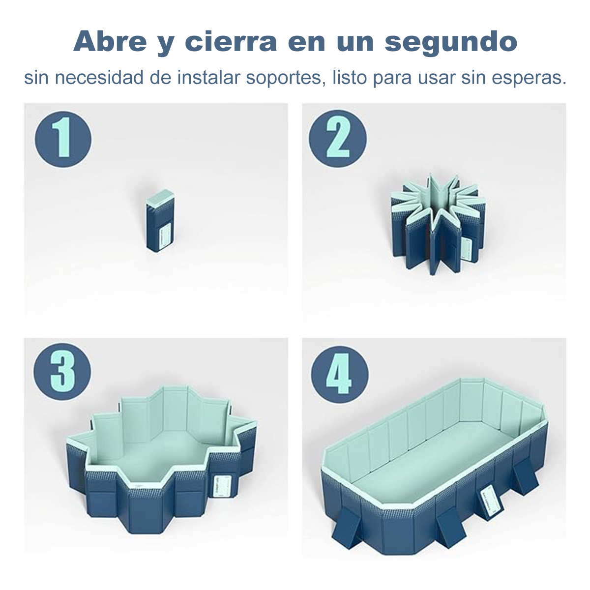 YUCHANG Foldable Swimming Pool, Large Non-inflatable Adults Kids Outdoor Pools, with Fix Patches & Stable Triangular Braces, Dark Blue (118" x 66" x 20")
