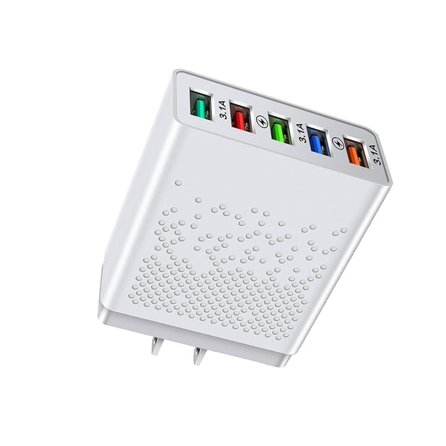 Puerto de carga similar al de 5 portátiles y teléfonos de pared para cargador USB inteligente, rápido y portátil para dispositivos