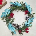 thumbnail image 3 of NAMZI 24 Pcs Teal Christmas Decor, Fake Gold Leaf Magnolia Leaves Glitter Stems Tree, 3 of 5
