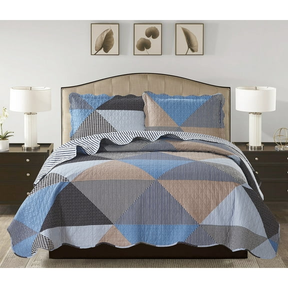 Suzy 3pc Reversible Quilt Set GREY - Queen Size