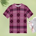 thumbnail image 5 of Flower Grid Pattern T-Shirt O Neck Oversize T-Shirts Short Sleeve Classic Tees Women Summer Graphic Tops, 5 of 5