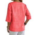 thumbnail image 6 of Baberdicy Women's Cotton Linen Button up Shirts Solid Color 3/4 Sleeve Loose Fit Casual Blouses Tops, Red M, 6 of 9