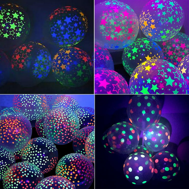 150 Pieces UV Neon Balloons, 12 Inch Blacklight Glow Party Balloons 5  Colors Neon Fluorescent Balloons for Blacklight Party, Birthday, Wedding