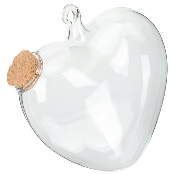 FRCOLOR Heart Spell Jar Heart Shaped Wishing Bottle DIY Decoration 14X12CM Transparent